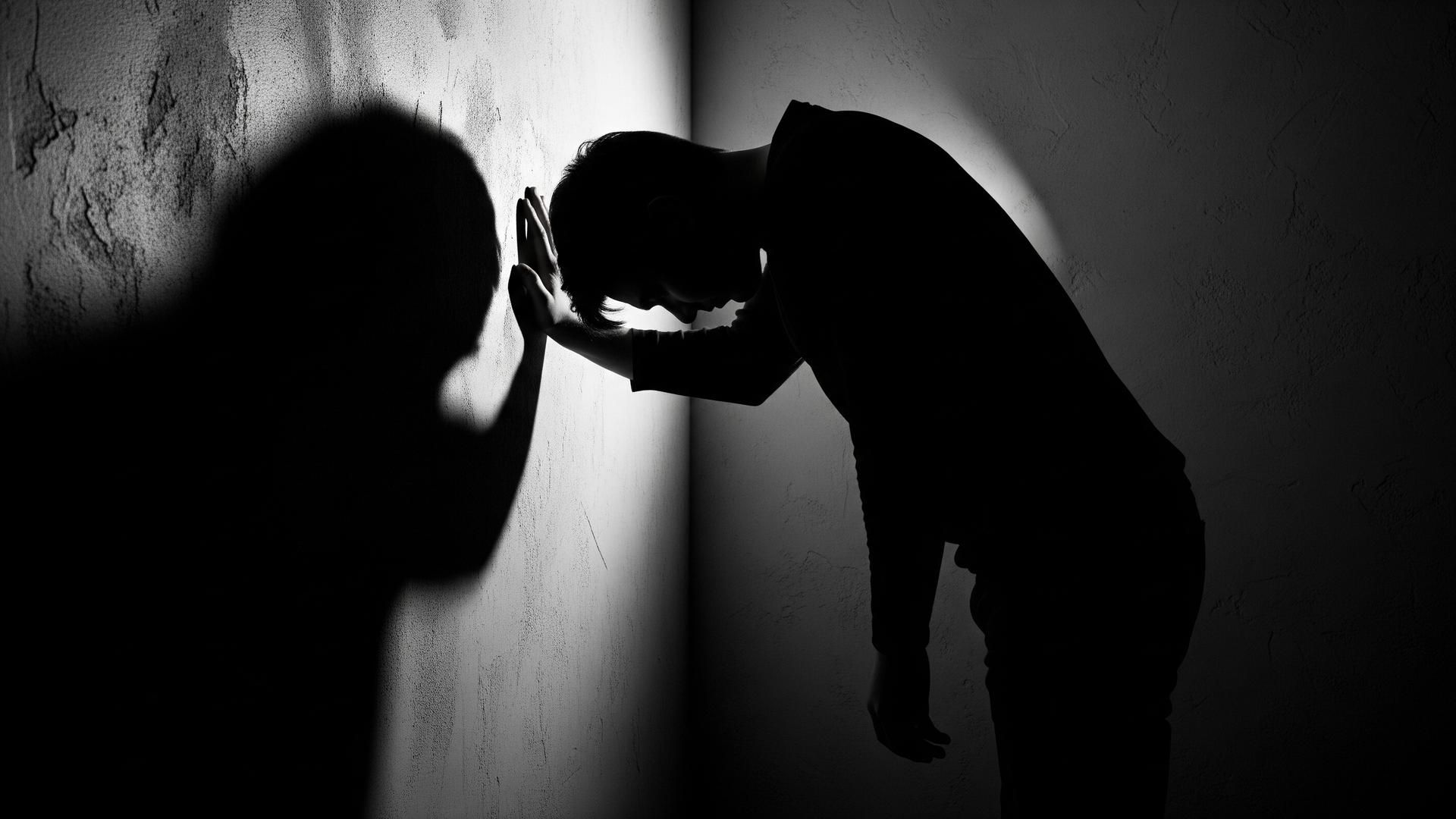 Silhouette of person leaning against wall in despair — avoiding the traps of parental alienation