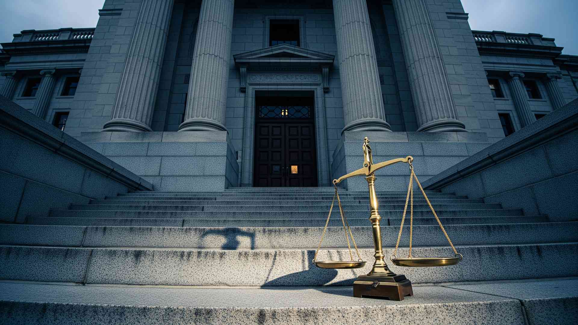 Courthouse columns and justice scales — the institutional system in parental alienation