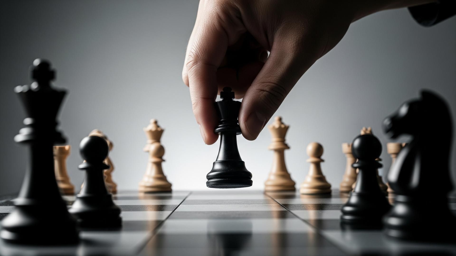 Hand placing a chess piece on a board — strategic survival tactics for parental alienation