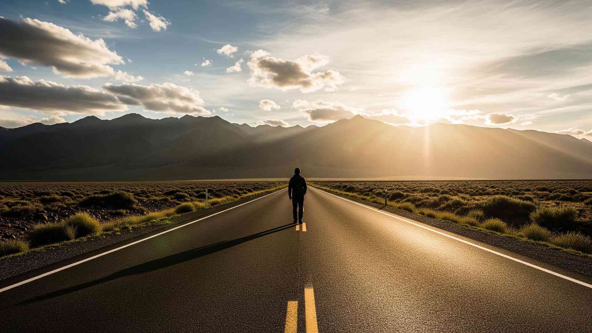 Person walking alone on a road stretching into distant mountains — the long game of parental alienation